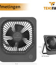 Tensfact oplaadbare mini ventilator - Grijs Tensfact.com