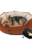 Hondenmand terracotta M wasbaar zachte ribstof mand voor hond Woolart Tensfact.com