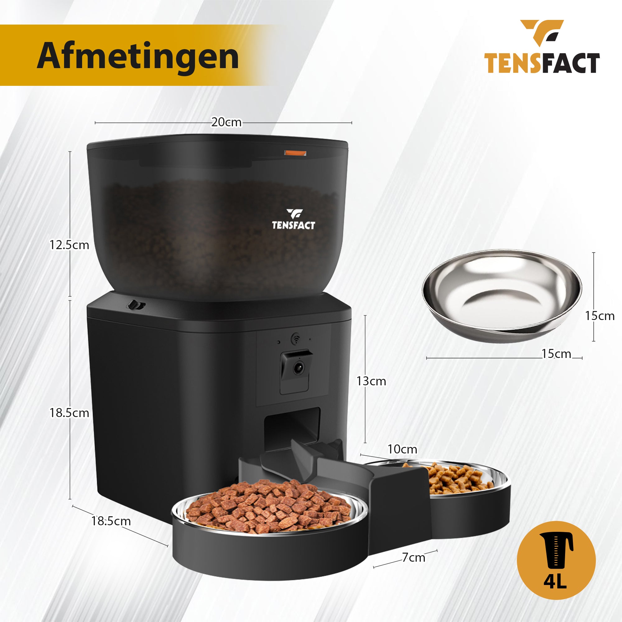 Tensfact Automatische Voerbak voor Kat of Hond met Full HD Camera Tensfact.com