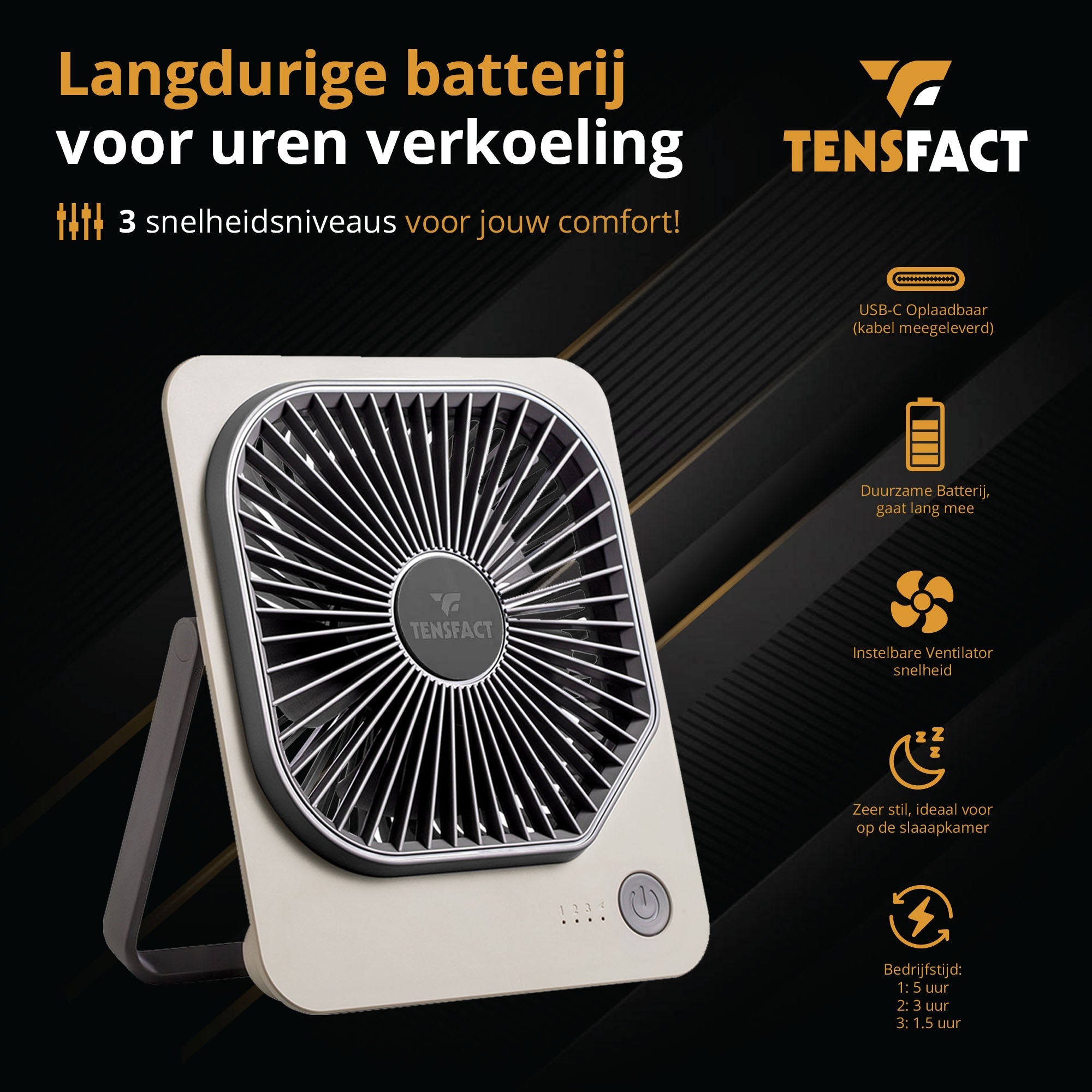 Tensfact oplaadbare mini ventilator Tensfact.com