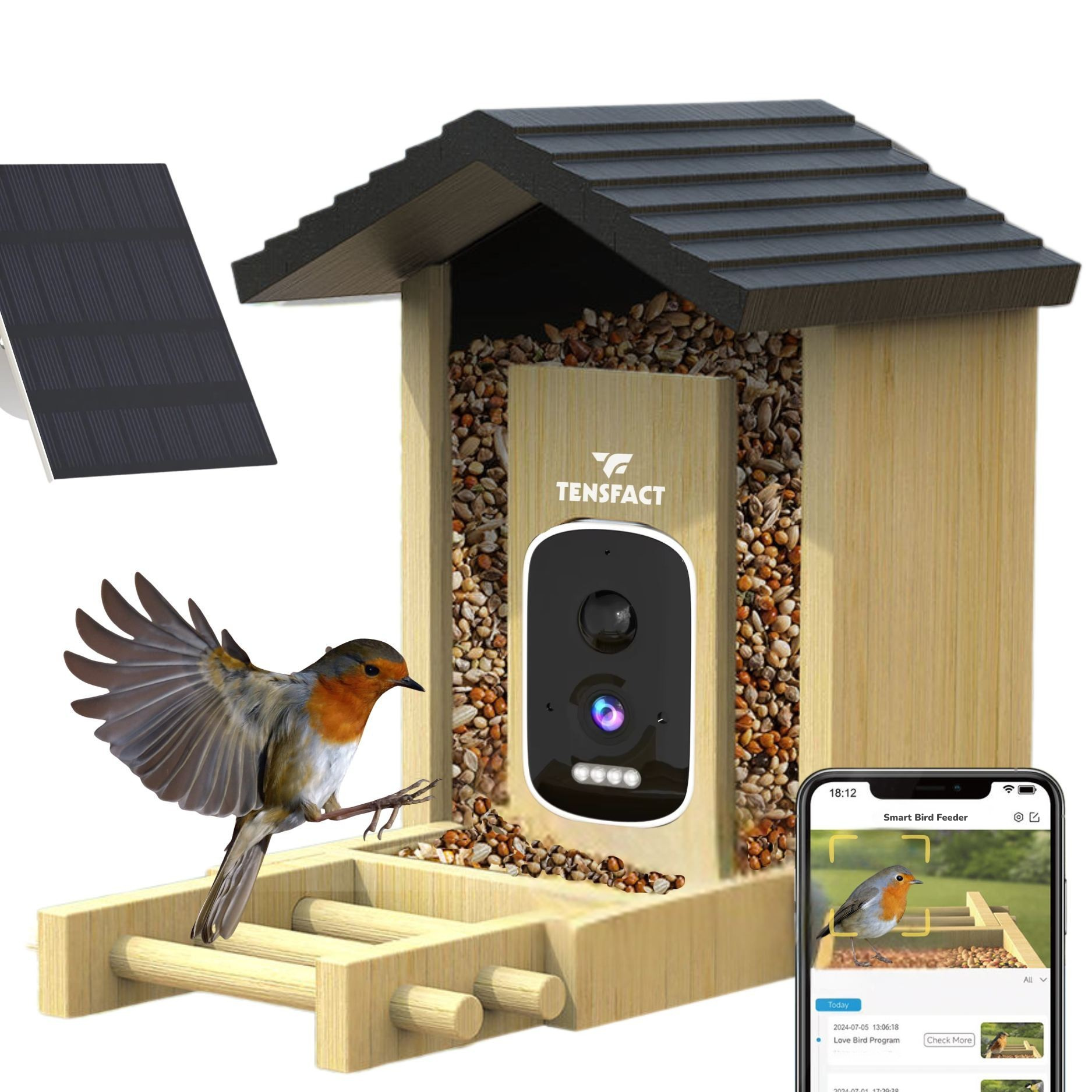 Tensfact Vogelvoederhuisje met Camera – Wildcamera - AI Vogelherkenning Tensfact.com