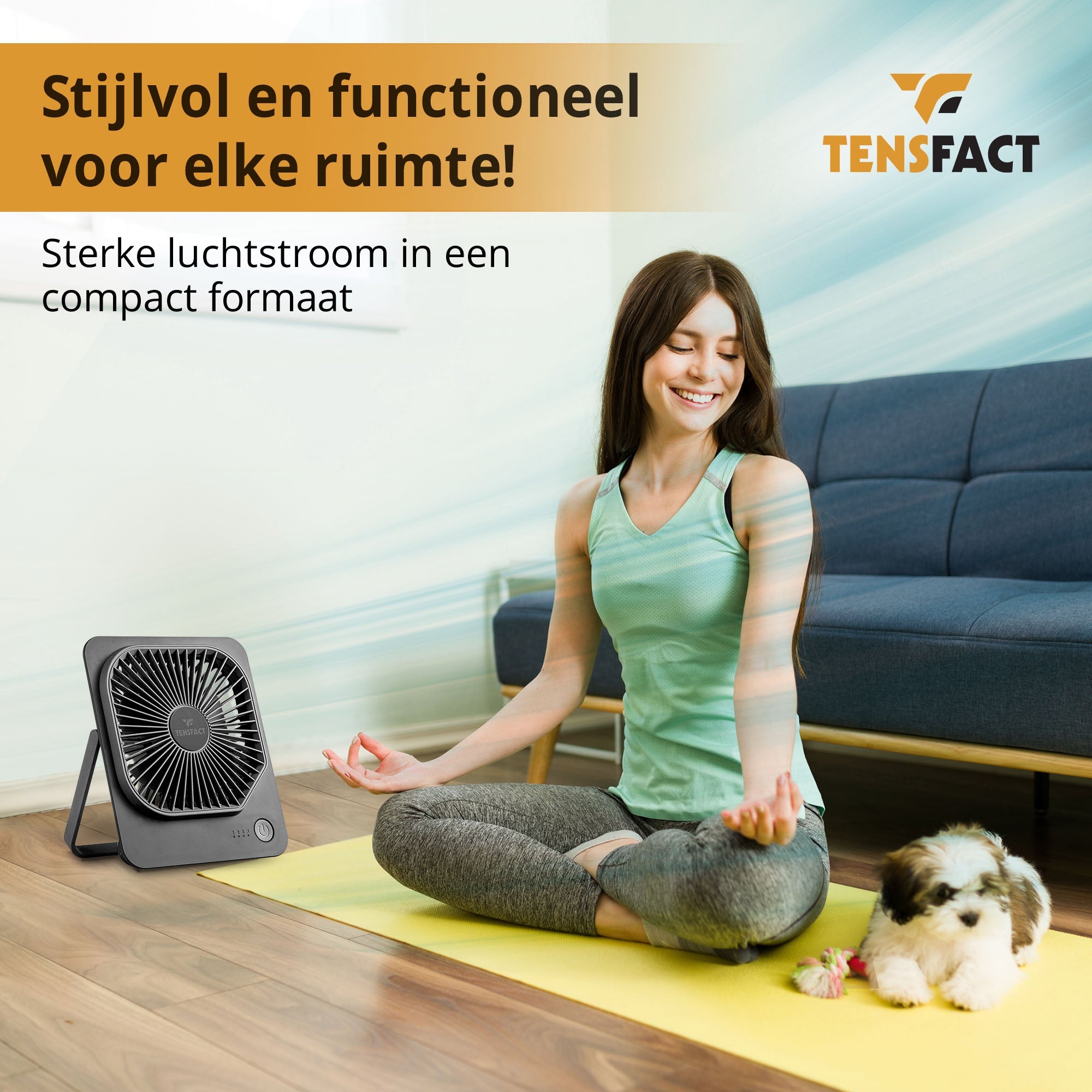Tensfact oplaadbare mini ventilator - Grijs Tensfact.com