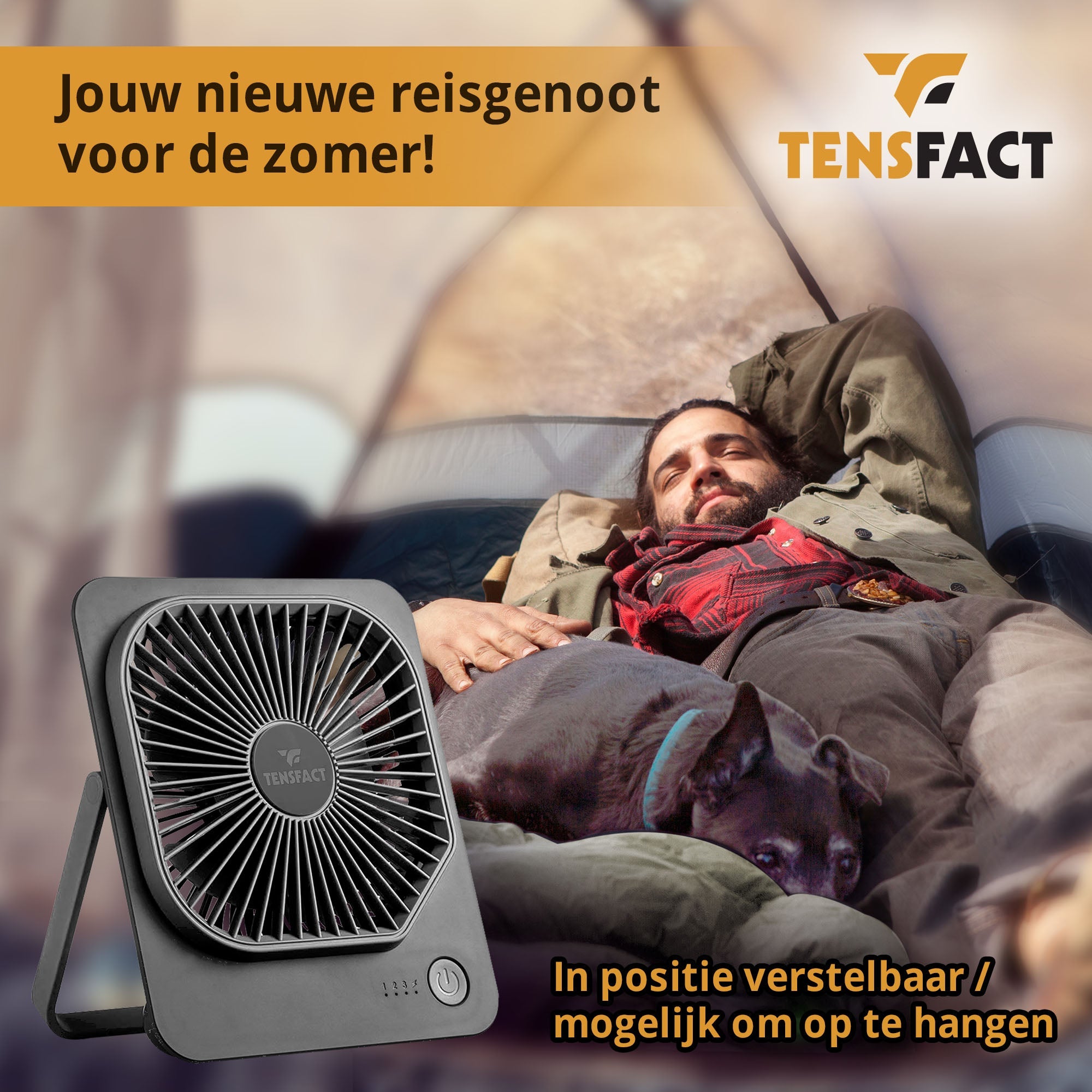 Tensfact oplaadbare mini ventilator - Grijs Tensfact.com