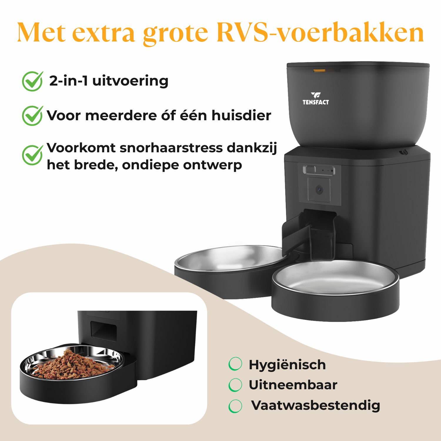 Tensfact Automatische Voerbak Pro Duo - Zwart Tensfact.com