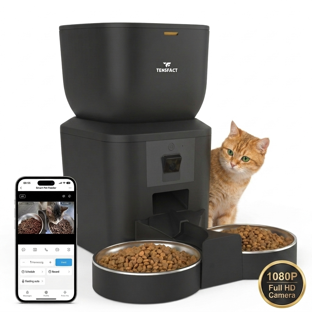 Automatische kattenvoerbak met HD camera en app voor 2 katten Tensfact.com