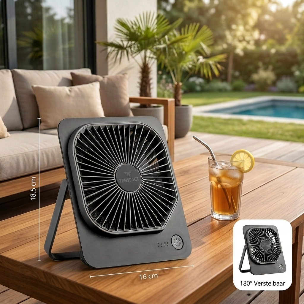 Tensfact oplaadbare mini ventilator - Grijs Tensfact.com
