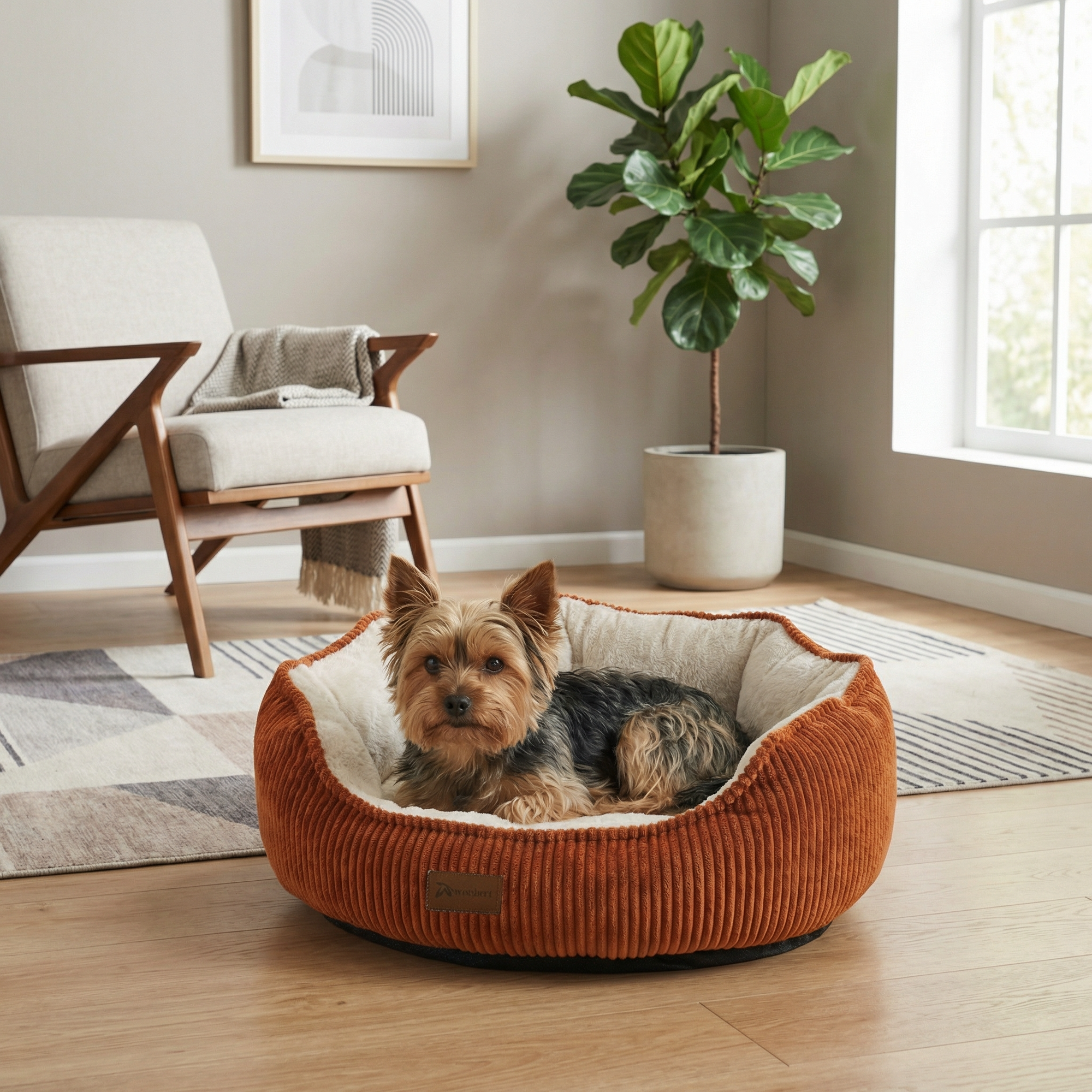 Hondenmand - Luxe hondenkussen - Legend Terracotta maat M Tensfact.com
