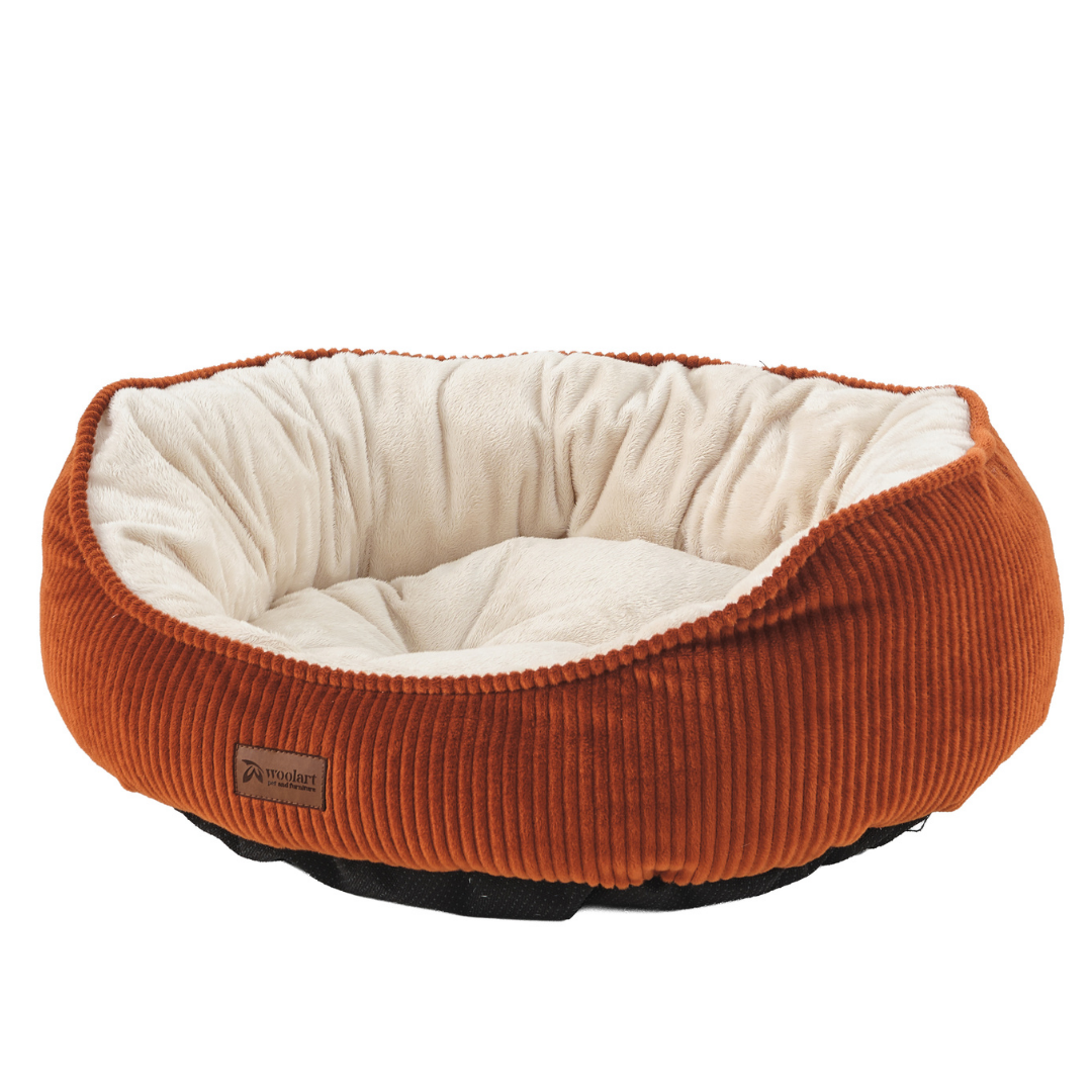 Hondenmand terracotta M wasbaar zachte ribstof mand voor honden of katten Woolart Tensfact.com