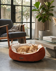 Hondenmand terracotta M wasbaar zachte ribstof mand voor honden of katten Woolart Tensfact.com