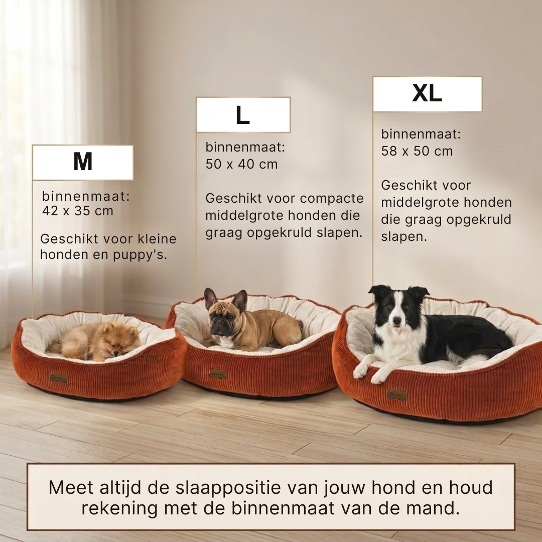 Hondenmand terracotta XL wasbaar zachte ribstof voor grote hond Woolart Tensfact.com