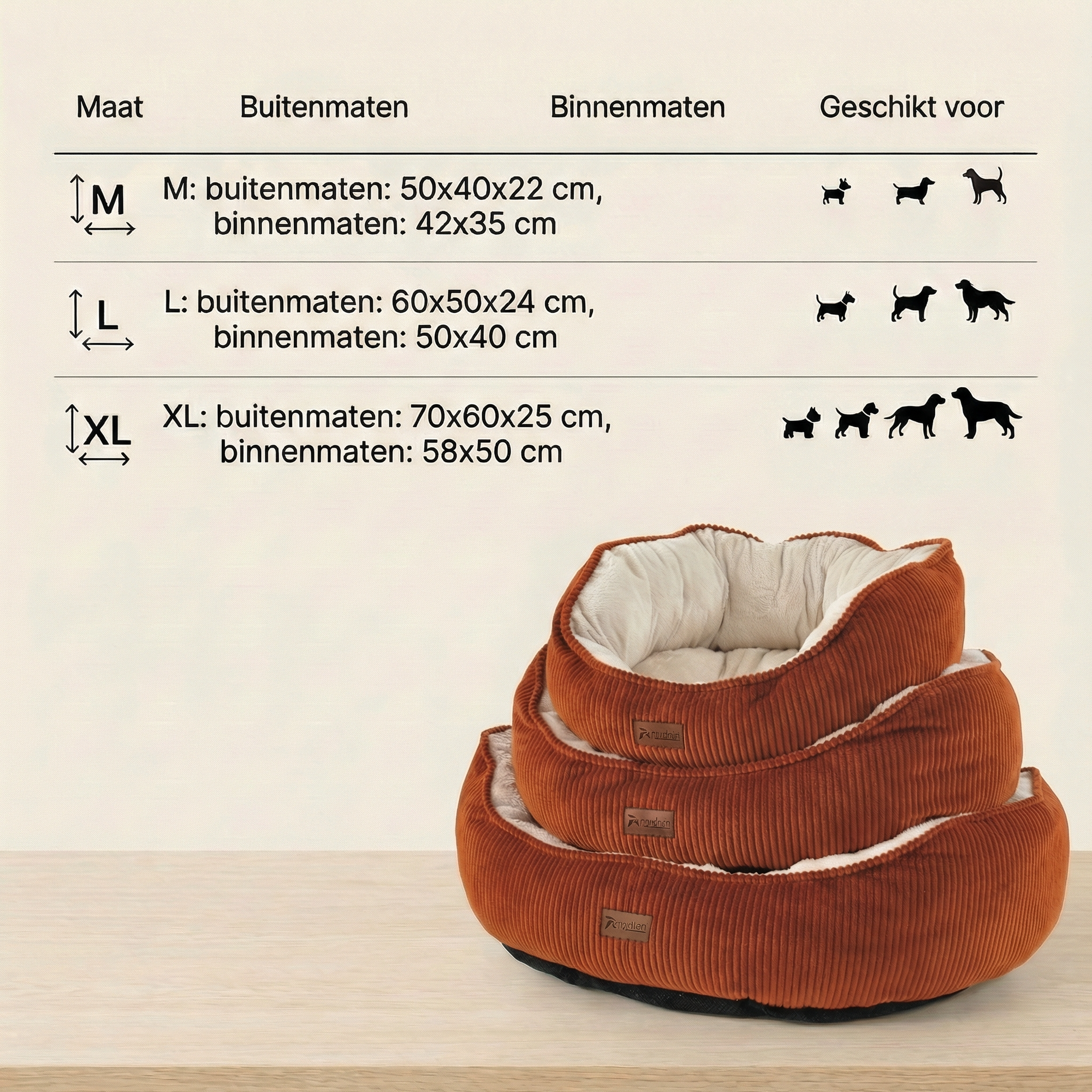 Hondenmand - Luxe hondenkussen - Legend Terracotta maat L Tensfact.com