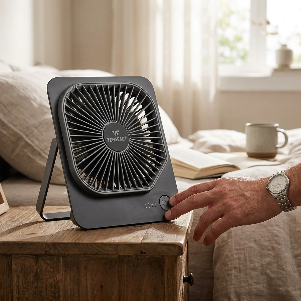 Tensfact oplaadbare mini ventilator - Grijs Tensfact.com