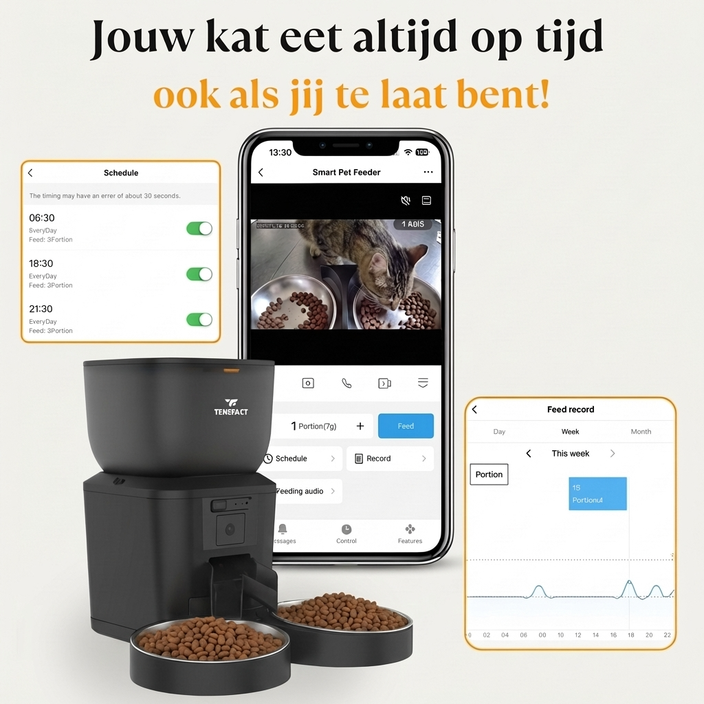 Tensfact Automatische Voerbak XL Pro Duo - Zwart Tensfact.com