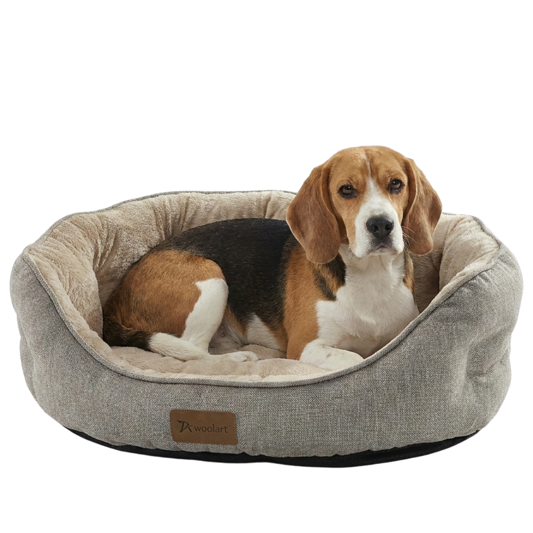 Woolart Hondenmand - Luxe Hondenkussen - Kattenmand - Sprit Beige Maat L Tensfact.com