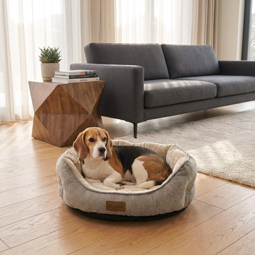 Woolart Hondenmand - Luxe Hondenkussen - Kattenmand - Sprit Beige Maat L Tensfact.com