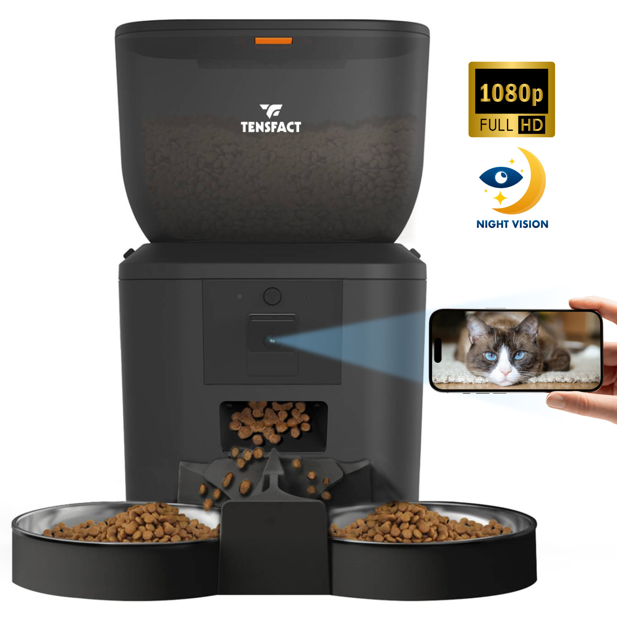 Tensfact Automatische Voerbak voor Kat of Hond met Full HD Camera Tensfact.com