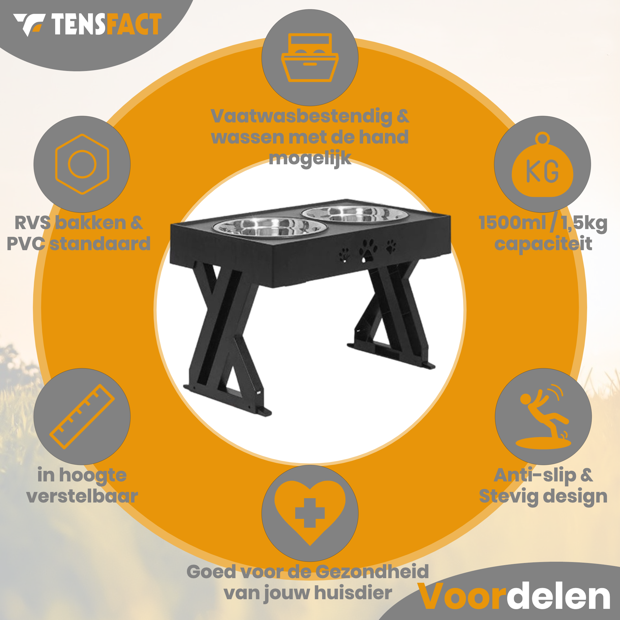 Tensfact Dubbele Voerbak voor Hond & Kat – Ergonomisch & Duurzaam Tensfact.com
