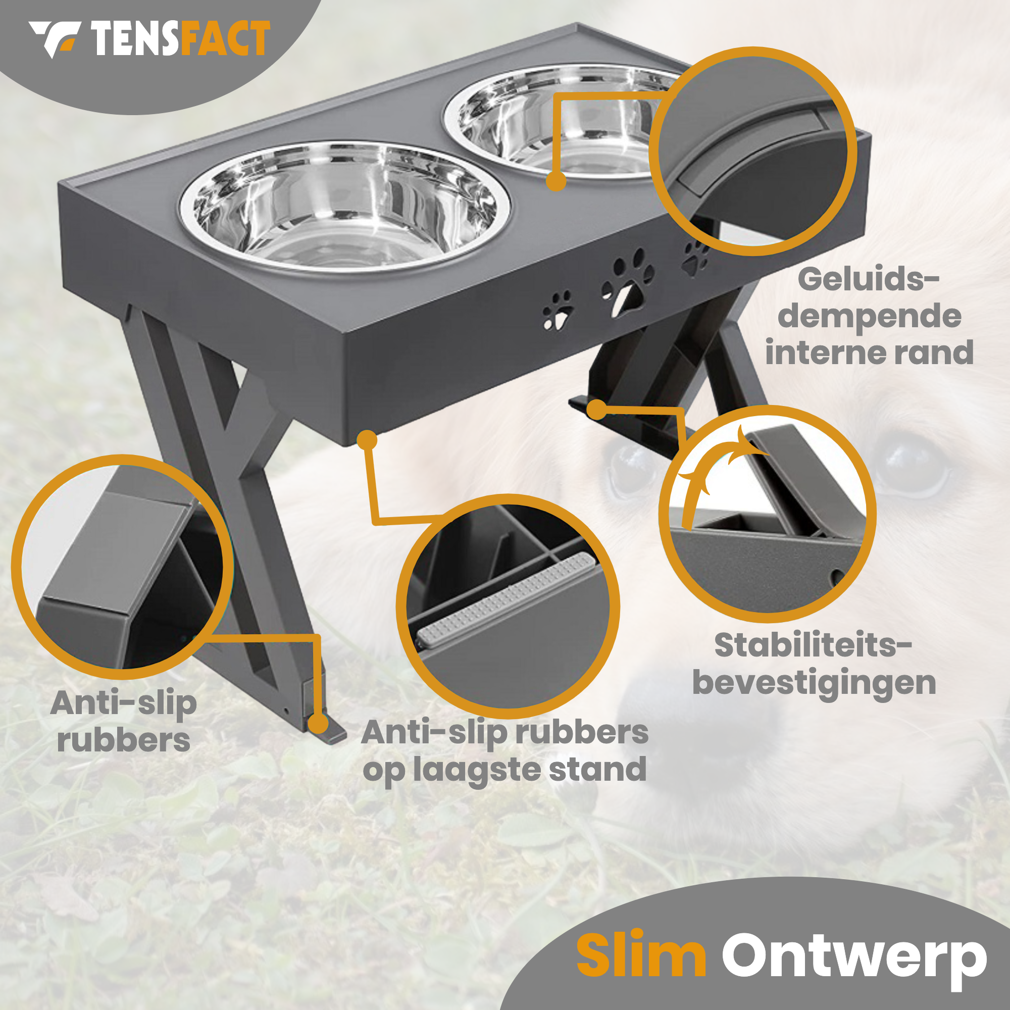 Tensfact Dubbele Voerbak voor Hond &amp; Kat – Ergonomisch &amp; Duurzaam Tensfact.com
