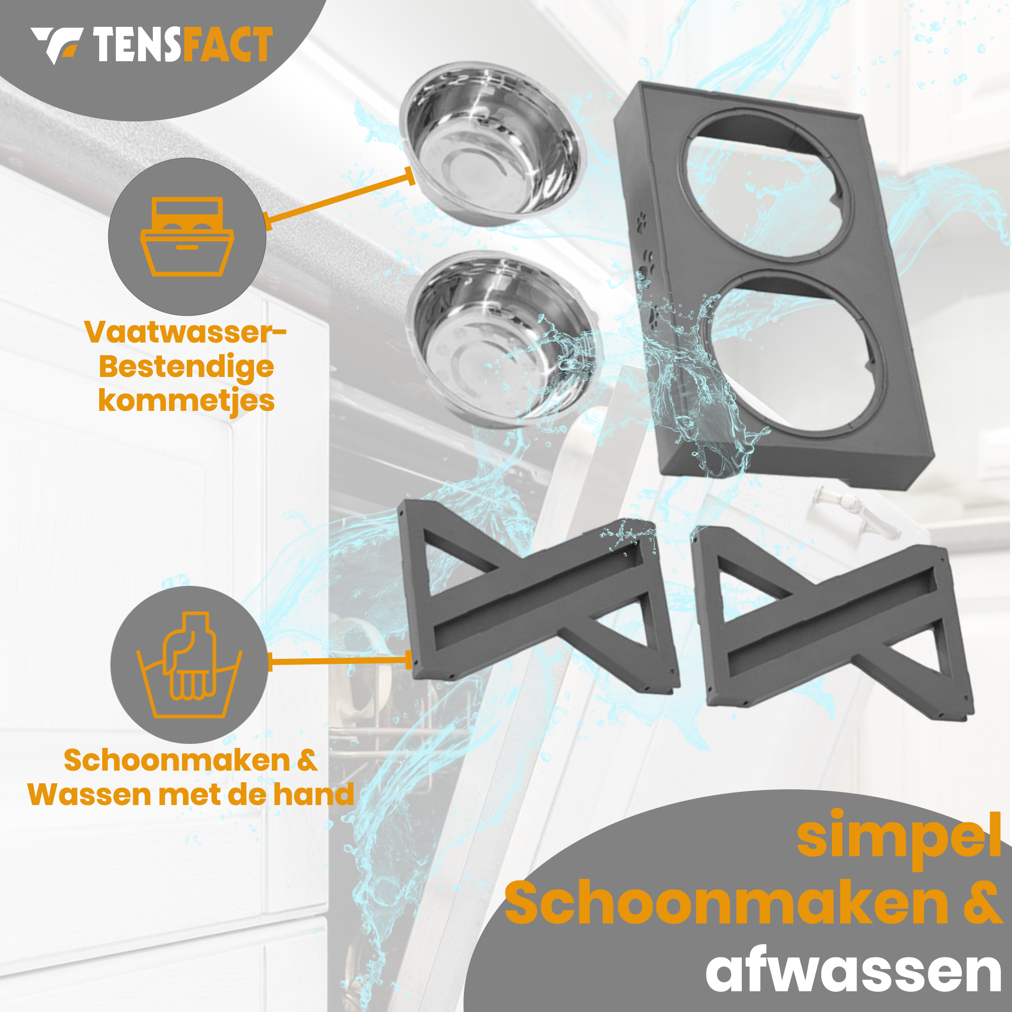 Tensfact Dubbele Voerbak voor Hond &amp; Kat – Ergonomisch &amp; Duurzaam Tensfact.com