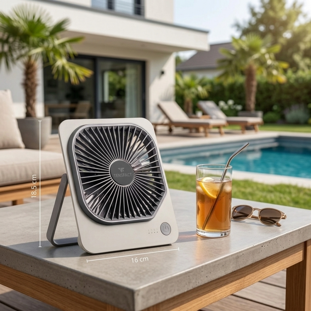 Tensfact oplaadbare mini ventilator - Tafelventilator Tensfact.com