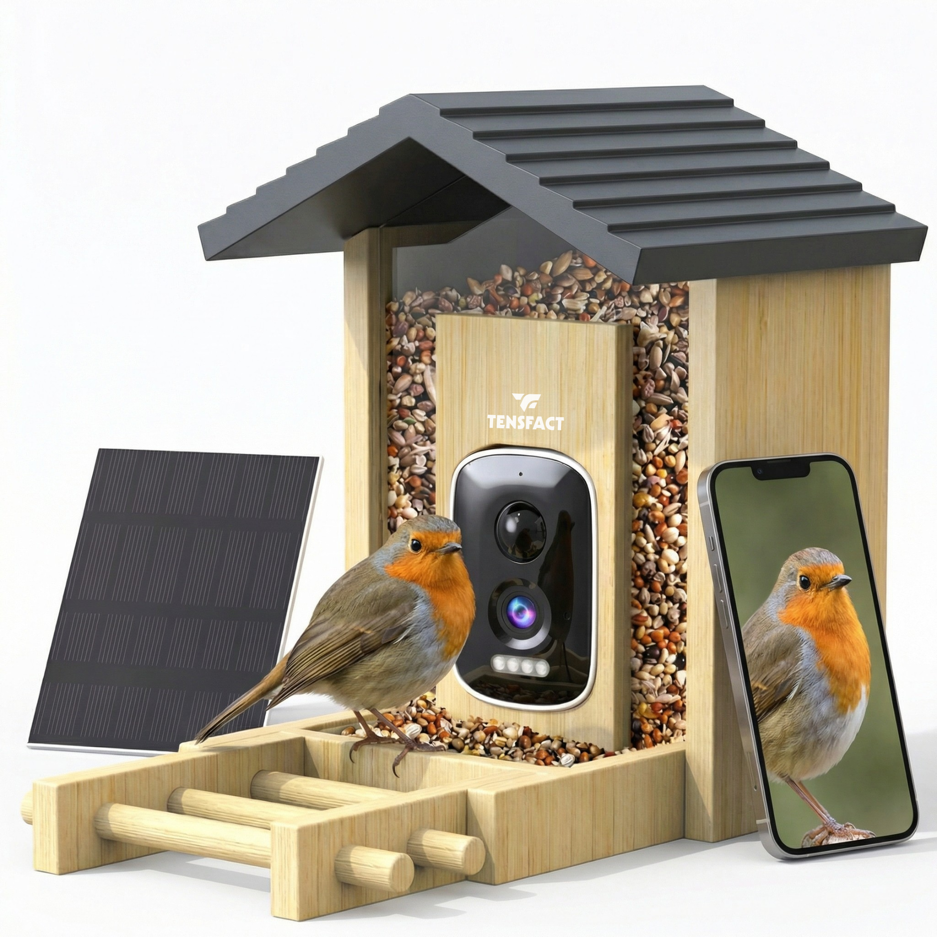 Tensfact Vogelvoederhuisje met Camera – Wildcamera - AI Vogelherkenning Tensfact.com