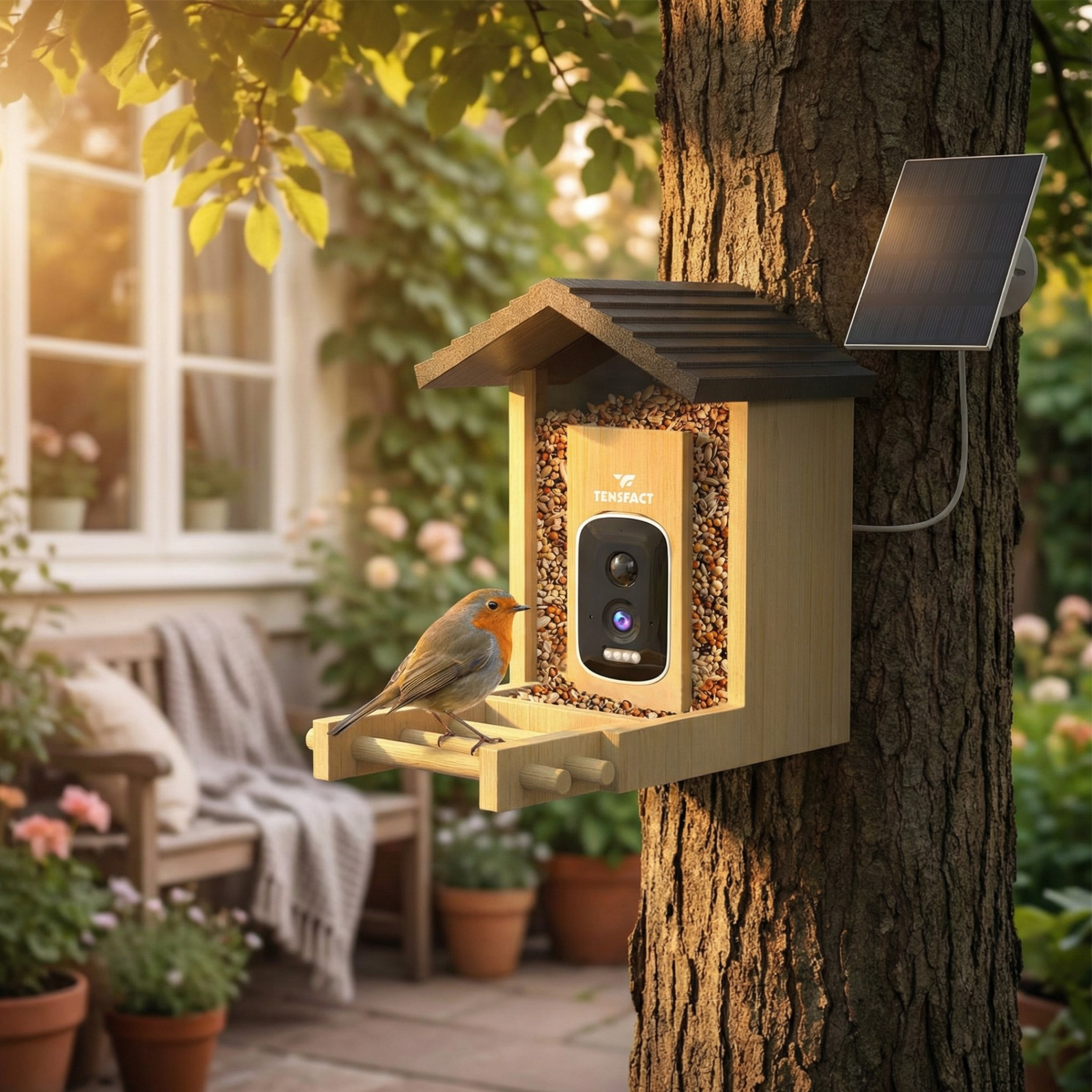 Tensfact Vogelvoederhuisje met Camera – Wildcamera - AI Vogelherkenning Tensfact.com