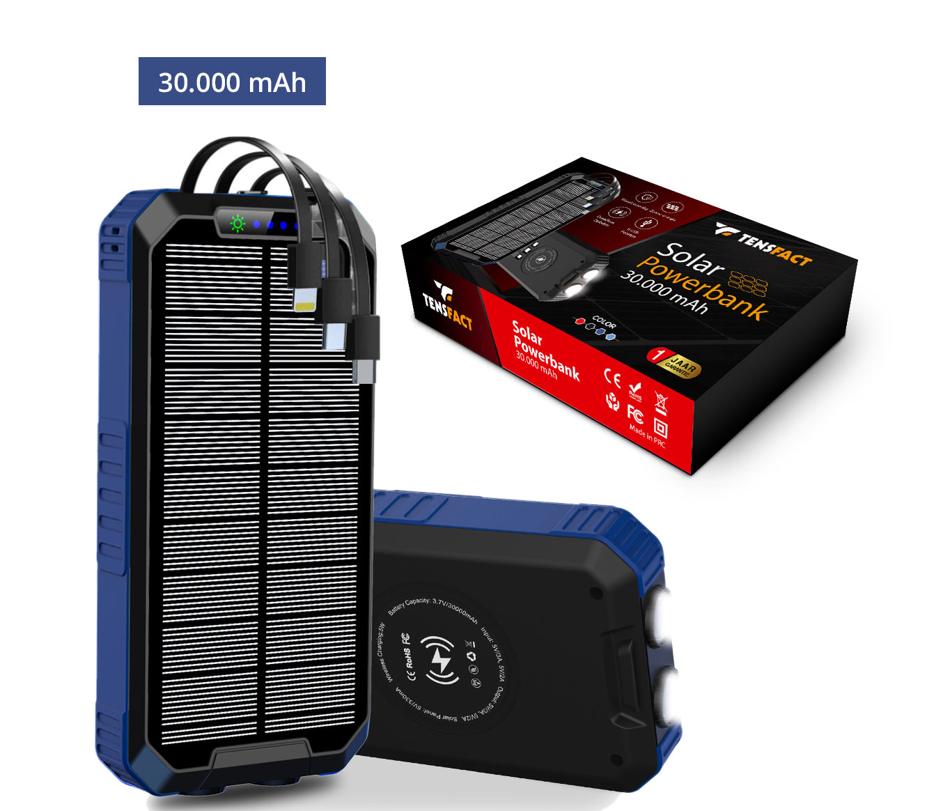 Tensfact Solar Powerbank 30000 mAh